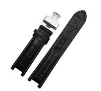 JUANZD Leatehr-Uhrenarmband, 20 x 11 mm, 20 x 12 mm, 22 x 13 mm, kompatibel mit GC Guess Car-Tier PASHA W3108/HPI004 Uhrenarmband mit Schmetterlingsschnalle(Black Black-silver,16mm-6.5mm)