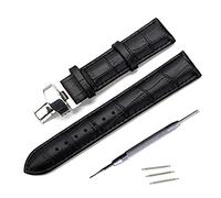 JUANZD Lederarmband kompatibel mit Mido Hamilton Uhrenarmband Stahlschnalle Armband 14 16 17 18 19 20 21 22 23 24 mm(Svart,22mm)