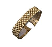 JUANZD Uhrenarmband aus Edelstahl mit massivem Bogen, 20 mm, for Uhrenarmband der Jubilee Luxury Series, Herren- und Damenarmband mit gebogenem Ende(Gold-logo)