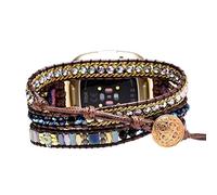 Juaupepo Boho-Stein-Uhrenarmband, kompatibel mit Fitbit Versa 4/Versa 3/Sense 2/Sense, für Damen und Herren, handgefertigt, Naturstein, buntes Jaspis-Armband für Versa 2/Versa/Versa Lite (Versa 4-L,