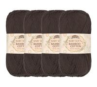 JubileeYarn Baby Soft Bamboo Baumwollgarn, 50 g/Knäuel, dunkelbraun, 4 Knäuel