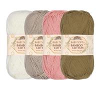 JubileeYarn Baby Soft Bamboo Cotton Yarn - 50g/Skein - Shades of Neutr
