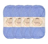 JubileeYarn Baby Soft Bamboo Cotton Yarn - 50g/Strang - Glacier Blue - 4 Knäuel