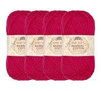 JubileeYarn Baby Soft Bamboo Cotton Yarn - 50g/Strang - Magenta - 4 Knäuel