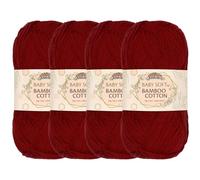 JubileeYarn Baby Soft Bamboo Cotton Yarn - 50g/Strang - Red Hot Red - 4 Knäuel