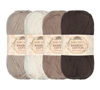 JubileeYarn Baby Soft Bamboo Cotton Yarn - 50g/Strang - Shades of Brown - 4 Knäuel