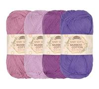 JubileeYarn Baby Soft Bamboo Cotton Yarn - 50g/Strang - Shades of Purple - 4 Knäuel