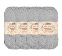 JubileeYarn Babyweiches Bambus-Baumwollgarn, 50 g/Knäuel, Cloudy Grey, 4 Knäuel