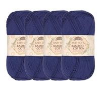 JubileeYarn Babyweiches Bambus-Baumwollgarn, 50 g/Knäuel, kaltes Nachtblau, 4 Knäuel