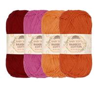 JubileeYarn Babyweiches Bambus-Baumwollgarn, 50 g/Knäuel, Orangetöne, 4 Knäuel