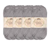 JubileeYarn Babyweiches Bambus-Baumwollgarn, 50 g/Knäuel, Smoky Sky, 4 Knäuel