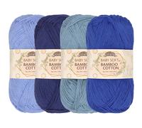 JubileeYarn Babyweiches Bambus-Baumwollgarn - 50 g/Strang - Blautöne - 4 Stränge