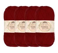JubileeYarn Babyweiches Bambus-Baumwollgarn - 50 g/Strang - Red Hot Red - 4 Stränge