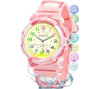 Juboos Neue 7-Farbige Kinderuhren, Kinderuhr Jungen Mädchen Analog Quartz Uhr mit Armbanduhr Kautschuk Wasserdicht Outdoor Sports Uhren 5-16 (Camouflage Rosa)