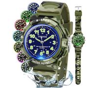 Juboos Neue 7-Farbige Kinderuhren, Kinderuhr Jungen Mädchen Analog Quartz Uhr mit Armbanduhr Kautschuk Wasserdicht Outdoor Sports Uhren 5-16 (Camouflage)