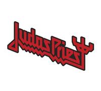 Judas Priest Logo Patch rot/schwarz, ca. 9 x 4 cm - Band Aufnäher aus Polyester für Kutte, Jacke, Weste, Rucksack, Heavy Metal & Festival Outfit