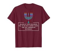 Jüdische Chanukka Menorah Imagine Handy bei 10% Chanukka T-Shirt, Herren, Kastanienbraun, XL