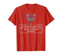 Jüdische Chanukka Menorah Imagine Handy bei 10% Chanukka T-Shirt, Herren, Rot, XL