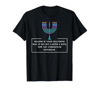 Jüdische Chanukka Menorah Imagine Handy bei 10% Chanukka T-Shirt, Herren, Schwarz, 6XL