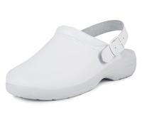 Jürgen Hirsch Damen Clog Soft 04 Leder Rutschhemmend weiches Fußbett Antishock-Fersenpad (weiß, Numeric_37)
