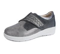 Jürgen Hirsch Damen Leder-Halbschuh Comfort 05, Klettverschluss, herausnehmbare DryGo Innensohle (anthrazit, EU Schuhgrößensystem, Erwachsene, Damen, Numerisch, M, 39)