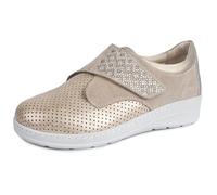 Jürgen Hirsch Damen Leder-Halbschuh Comfort 05, Klettverschluss, herausnehmbare DryGo Innensohle (beige, EU Schuhgrößensystem, Erwachsene, Damen, Numerisch, M, 38)