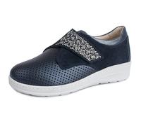 Jürgen Hirsch Damen Leder-Halbschuh Comfort 05, Klettverschluss, herausnehmbare DryGo Innensohle (blau, EU Schuhgrößensystem, Erwachsene, Damen, Numerisch, M, 41)