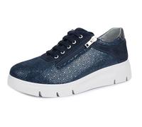 Jürgen Hirsch Damen Leder-Sneaker Comfort 06, Metallic-Stretch-Material, Reißverschluss, herausnehmbare DryGo Innensohle (blau, EU Schuhgrößensystem, Erwachsene, Damen, Numerisch, M, 38)