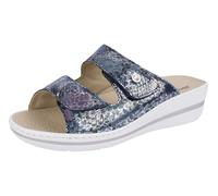 Jürgen Hirsch Damen Pantolette Soft 01 Leder Komfortfußbett Antishock Bequem-Weite (blau-silber, EU Schuhgrößensystem, Erwachsene, Damen, Numerisch, M, 41)