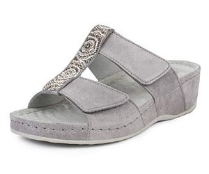 Jürgen Hirsch Damen Pantolette Vita 01 rundum Leder Massage-Fußbett Antishock-Pads (Grau, Numeric_42)