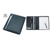 ALASSIO 43006 Schreibmappe Cremona, DIN A4 Format, 32 x 25 x 3 cm, Schwarz | Businessmappe im DIN A4 Format aus Nappaleder, Dokumentenmappe mit A4-Schreibblock mit Klemmmechanismus & A4-Einschubfächern