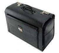 Alassio 45057 - Pilotenkoffer VERONA, aus hochwertigem Leder, ca. 49 x 35 x 24 cm, schwarz