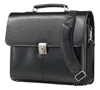 Jüscha Alassio Aktentasche FAENZA aus Leder mit abnehmbarem Schultertragegurt und Laptopfach schwarz 47011 - 47011