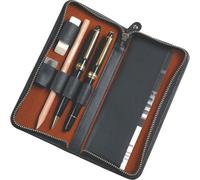 Alassio Schreibgeräteetui 2638 aus echtem Leder für 3 Stifte 17,5x8x2,5 cm Schwarz