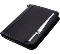 JÜSCHA Ringbuchmappe/Orgamappe komplett Kunstleder schwarz mit Rechner, 4