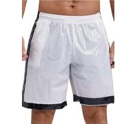 Jugaoge Herren Wetlook Badehose Badeshorts Loose Fit Sommershorts Farbblock Kurze Hose Elastische Taille Boxershorts Lack Leder Dessous Clubwear Elfenbein XL
