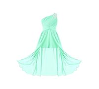 Jugaoge Mädchen EIN-Schulter Jumpsuit Kleid Pailletten Plissee Top und Swing Rock mit Schlitz Kinder Tanzkleid Hochzeit Geburtstag Bekleidung Minzgrün 122-128