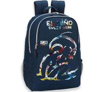 Jugendlicher Schulrucksack, Rucksack anpassbar an Schulwagen, Große Kapazität und Doppelreißverschluss, Marineblauer Rucksack, Gepolstertes Rückenteil und Schultergurte mit Seitennetzen (El Niño)