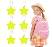 JUGUTA Sicherheits Reflektor Anhänger, 6 Stück Stern Reflektoren Kinder Anhänger Für Rucksack Schulranzen, Reflektierende Schlüsselanhänger Für Schultasche Rucksack Radfahren Gehen Laufen