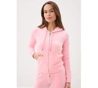 Kapuzennickijacke JUICY COUTURE "ROBERTSON HOODIE Damen", Damen, Gr. L, rosa (juicy pink), 95% POLYESTER, 5% ELASTAN, slim fit, Jacken, Trainingsjacke Damen, Sweatjacke mit Kapuze, Velour, mit Glitzer