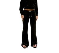 Juicy Couture Damen Christine Low Rise Pants-Sweathose Trainingshose für Sport Freizeit Fitness mit Tunnelzug aus Velour in versch. Farben Lässige Hose, Black, L
