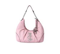 Juicy Couture Damen Crown Hobo Satchel Handtasche mit Kette Schultergurt Strass Logo (Rosa)