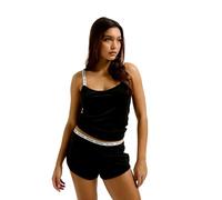 Juicy Couture Damen Elina TOP-Pyjama Oberteil Shirt Schlafshirt Schlafanzugoberteil aus Velour versch. Farben Pyjamaoberteil, Black, M