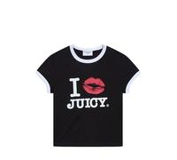 Juicy Couture Damen I KISS figubetontes Top Oberteil mit Applikationen versch. Farben T-Shirt, Black, Small