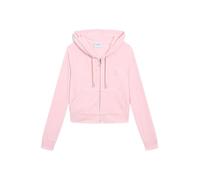 Juicy Couture Damen Madison Hoodie Kapuzensweatjacke, Sweatjacke mit Kapuze und Reißverschluss aus Velour Kapuzenpullover, Almond Blossom, XS
