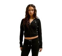 Juicy Couture Damen OOLA Hoodie Kapuzensweatjacke, Jersey Sweatjacke mit Kapuze und Reißverschluss Kapuzenpullover, Black, 32