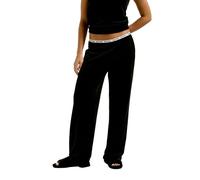 Juicy Couture Damen Vicky Flare Pants-Pyjama Unterteil Hose Schlafhose Schlafanzughose aus Velour versch. Farben Pyjamaunterteil, Black, XS