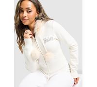 JUICY COUTURE Diamante Knitted Full-Zip Hoodie - Damen, Weiss XXS