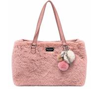 Juicy Couture Dreamy Divas Tragetasche | Außenseite aus Kunstfell, Pompon-Schlüsselanhänger, 40,6 x 24,1 x 17,8 cm, Kunstledergriffe, Damen-Schultertasche