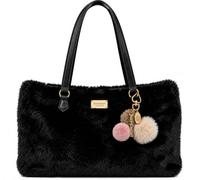 Juicy Couture Dreamy Divas Tragetasche | Außenseite aus Kunstfell, Pompon-Schlüsselanhänger, 40,6 x 24,1 x 17,8 cm, Kunstledergriffe, Damen-Schultertasche